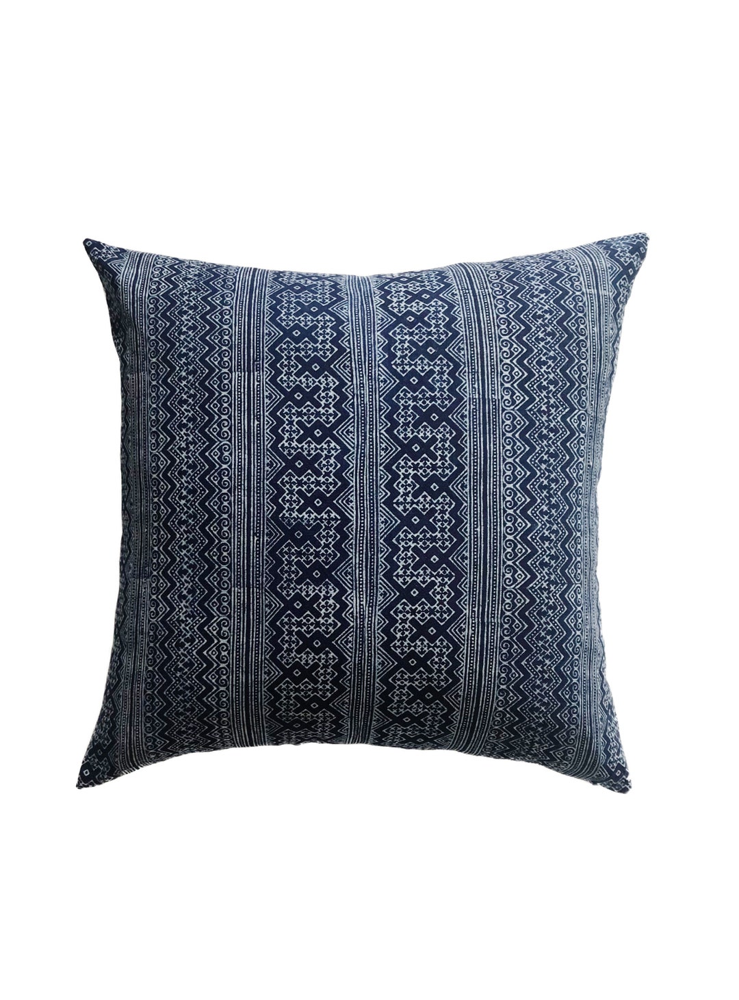 Blue Hmong Handblocked Tribal Pillow Cover // 26 X 26 No. 0199 - Etsy