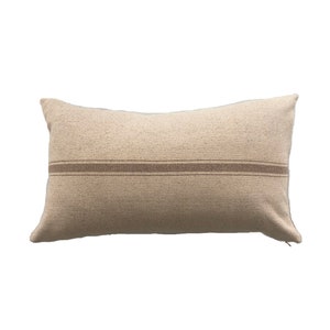 French Farmhouse Beige Striped Lumbar Pillow Cover // 12 x 20 // 14 x 20 No. 0207