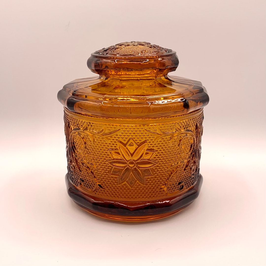Vintage Canister Amber Tiara Pattern Indiana Glass Company 6 Etsy