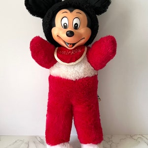 Vintage Rubber Face Mickey Mouse Plush 1960s | Vintage Disney Collectible Stuffed Animal | Made in Korea