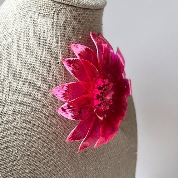 Vintage Pink Flower Brooch | Large 3 Inch Pin | B… - image 3