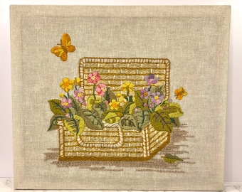 Toile murale inspirante à motif de fleurs, papillons et fleurs encadrée