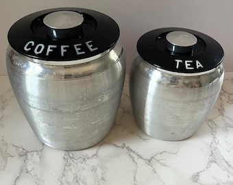Vintage KROMEX Aluminum Copper Canister Set, Circa 1950, MCM