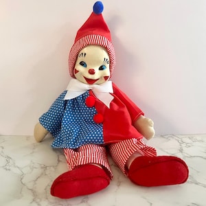 Vintage Gund Swedlin Rubber Face Clown Plush Toy | 1950s Stuffed Toy | Clowncore