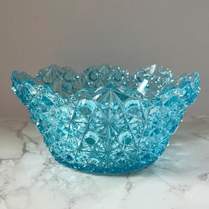 Antique EAPG Daisy and Button Blue Glass Bowl: Victorian Collectible
