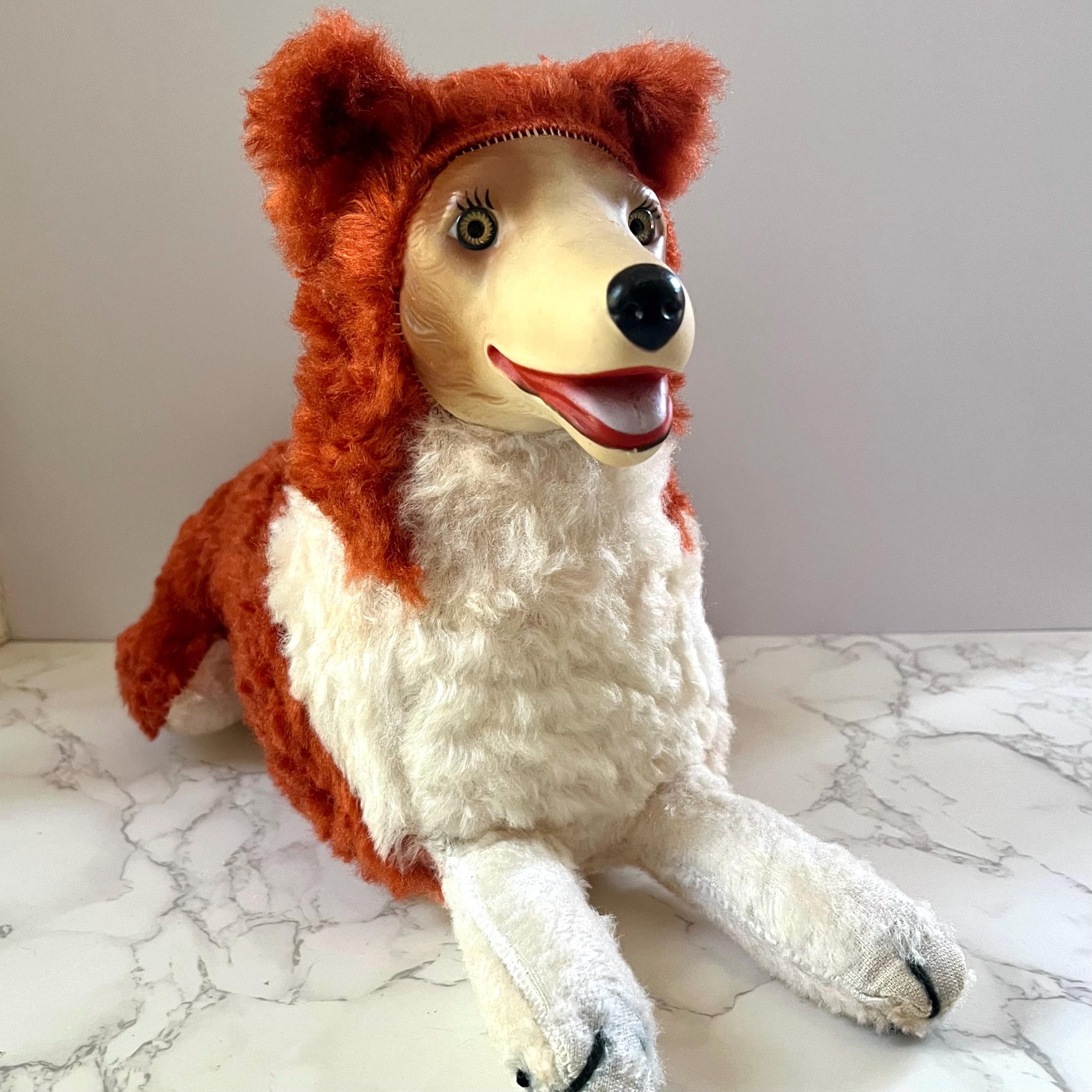 Vintage Rubber Face Lassie Dog Plush RESTORED | 1950s Collie Dog