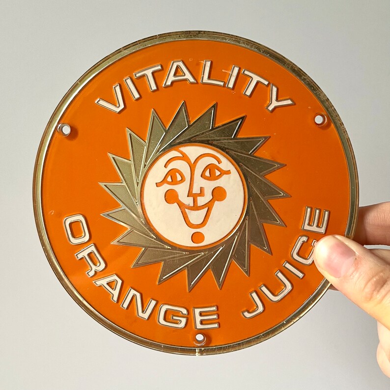 Vintage Vitality Orange Juice Sign MCM Sun Decor Unique Gallery Wall