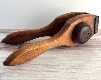 Antique Wood Citrus Juicer | Primitive Kitchen Tool | Vintage Lemon Squeezer with Hinge