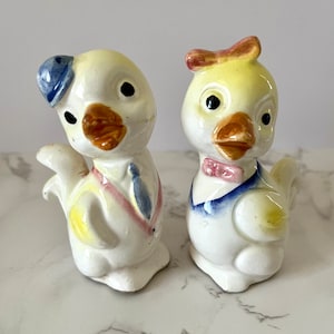 Vintage Anthropomorphic Duck Figurines Made in Japan | 1950s 1960s Kitschy Decor | Collectible Figurines