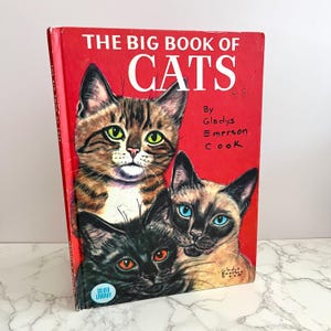 Le grand livre des chats de Gladys Emerson Cook 1975 édition à couverture rigide | livre jeunesse vintage | Cadeau pour amoureux des chats | Illustré