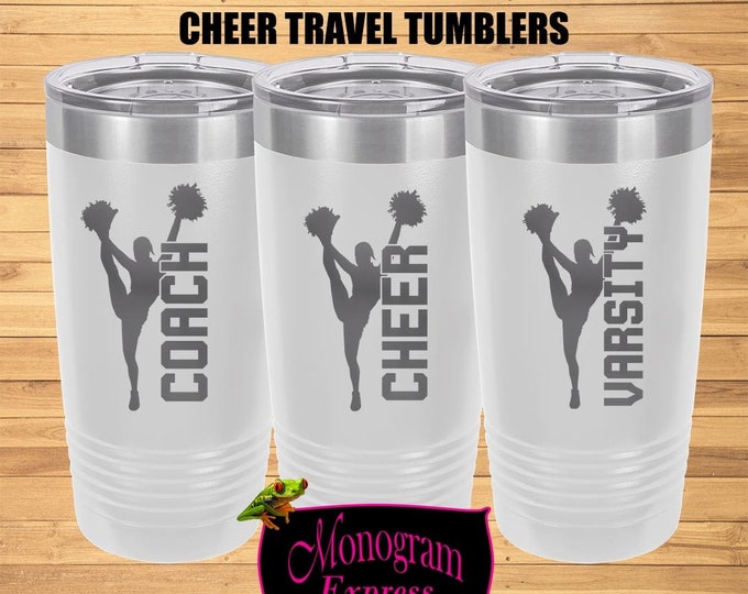 Cheer Gift | Cheer Coach Cup | Coach Travel Tumbler | Varsity Cheer Tumbler | Varsity Cheer gift | Team Cheer Cups | White Polar Insulated