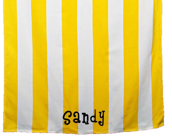 Monogrammed Beach Towel | Personalized Towel | Spa Towel | Pool Towel | Beach Towel | 35" x 62" | Terry Velour | Yellow Stripe Cabana Towel
