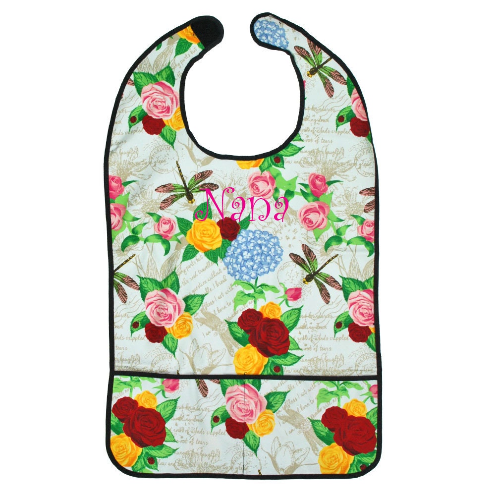 Personalized Adult Bib With Crumb Catcher | Monogrammed ...