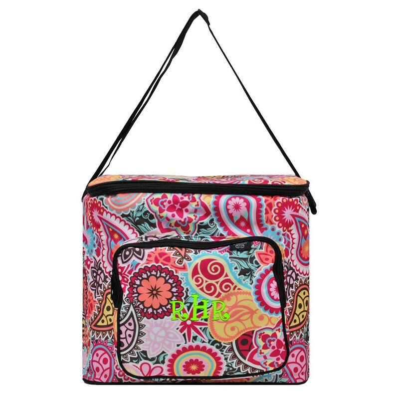 Personalized Insulated Slow Cooker Pot Carrier  Monogramed Pink Floral