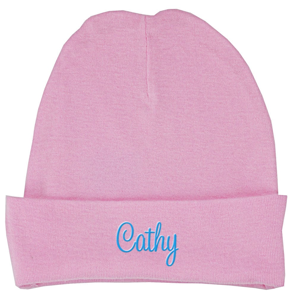 monogrammed knit baby hats