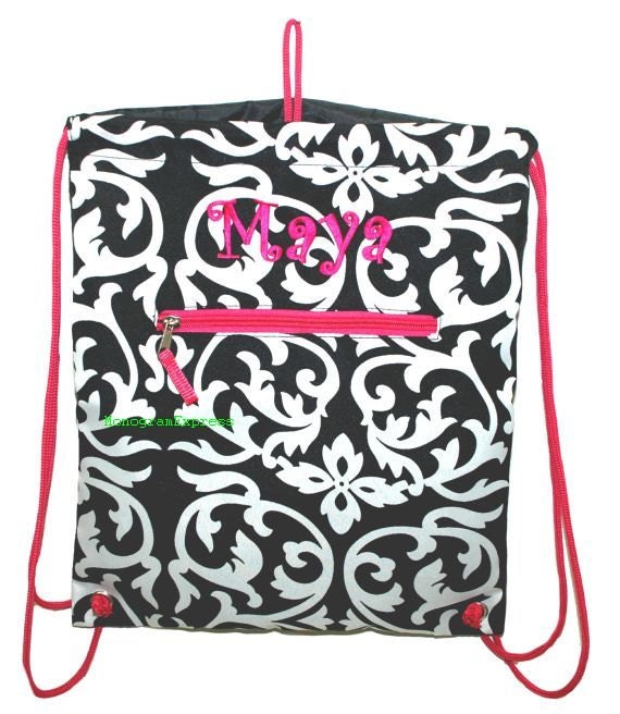 Drawstring Cinch Sack Backpack Zebra Pink