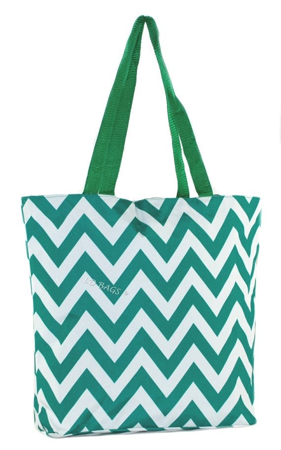 Chevron Green Medium Tote Green Tote Chevron Beach Bag | Etsy