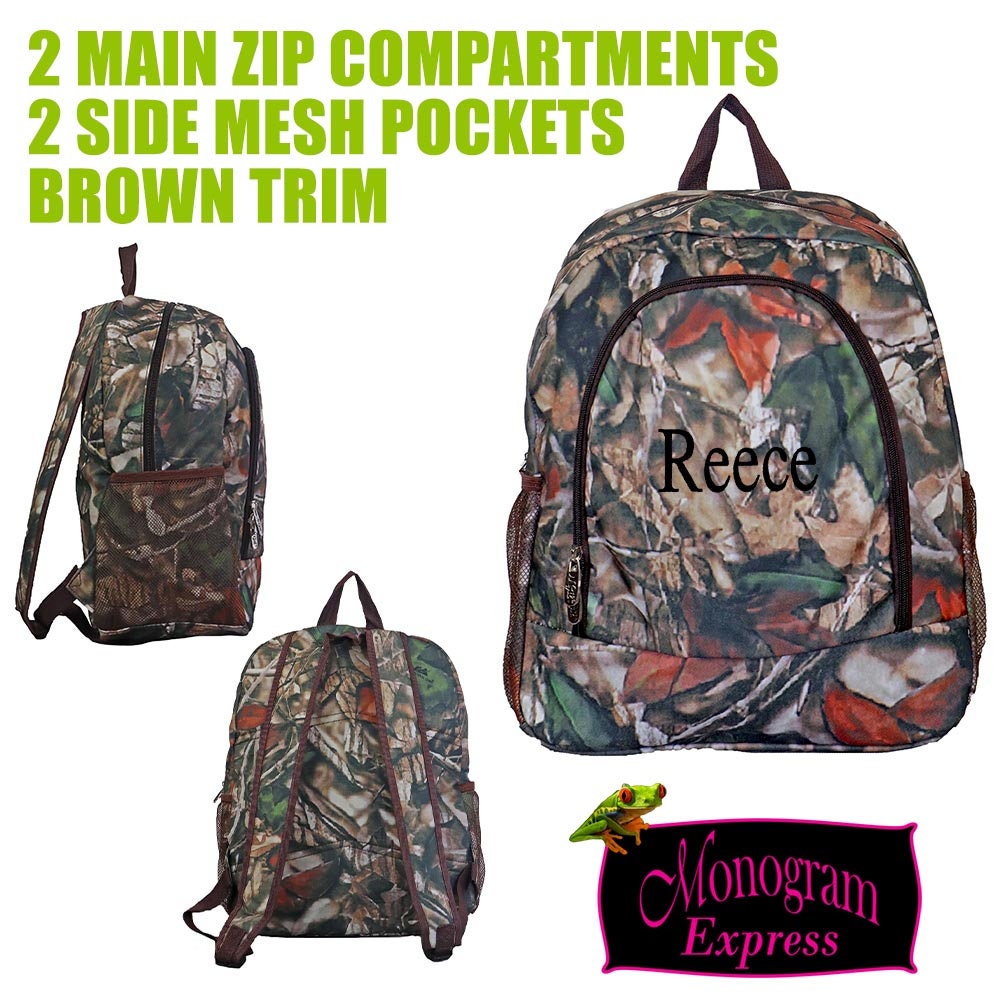 personalized camo backpack