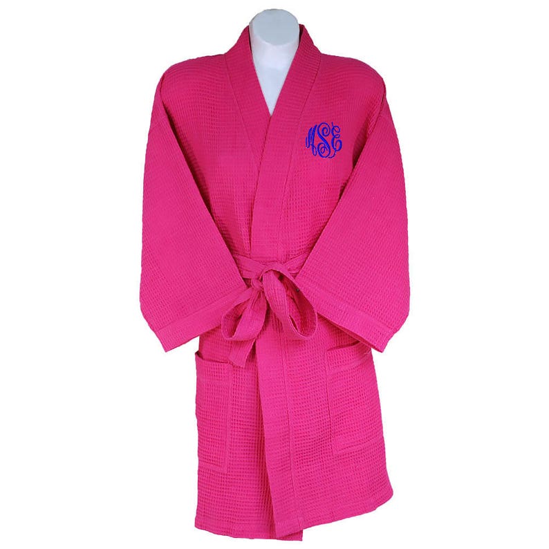 Bride Waffle Weave One Size Robe Personalized Waffle Weave Robe Monogrammed Robe Front Tie Kimono Getting Ready Bridesmaid Gift