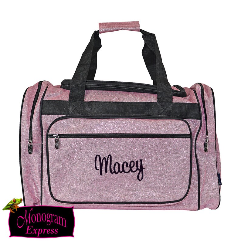 Pageant Bag Dance Bag Monogrammed Duffle Cheer Bag Personalized Duffle Bag Girls Duffel Bag Light Pink Glitter 20\u201d Glitter Bag