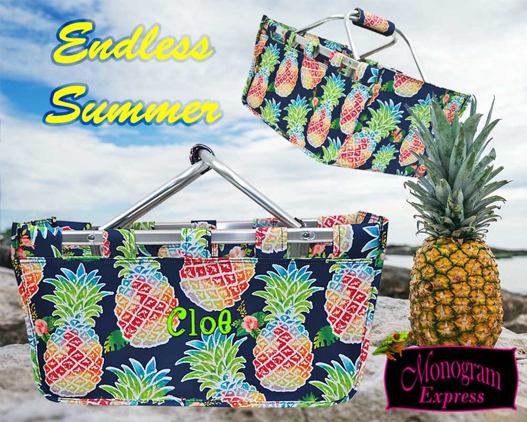 Personalized Market Tote Monogrammed Picnic Basket Etsy