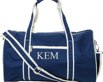 Monogram Duffel Bag Personalized Duffle Bag | Groomsmen Gift | Groom Gift | Monogram Gym Cheer Dance Bags | Overnight Travel Navy 17"