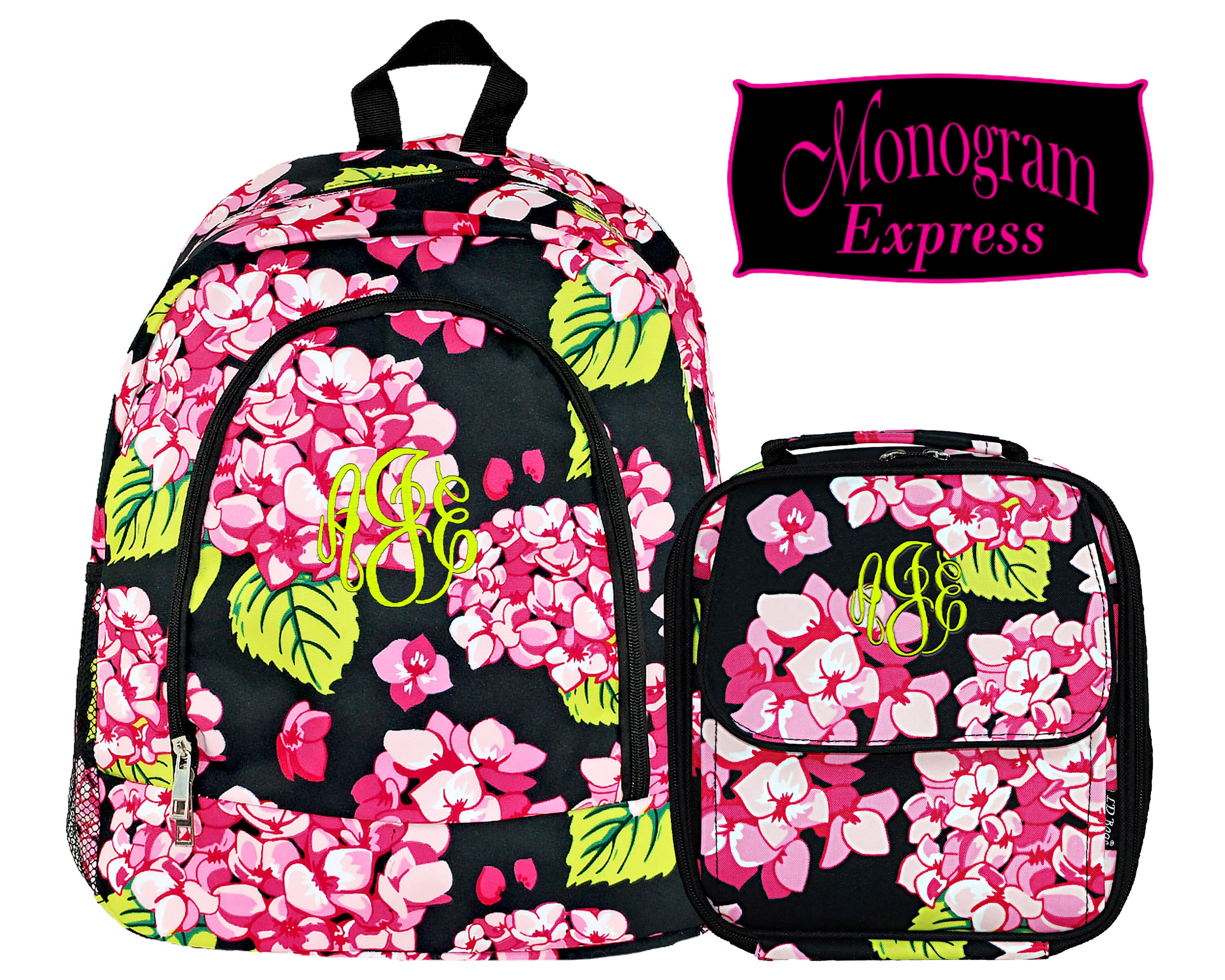 monogrammed backpacks and lunch boxes