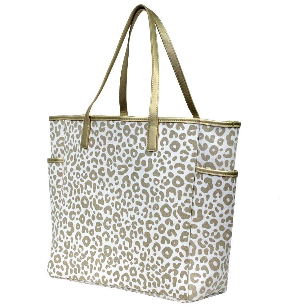 Monogrammed Tote Bag | Personalized Tote Bag | Natural Leopard Shoulder Purse | Bridesmaid Gift ...
