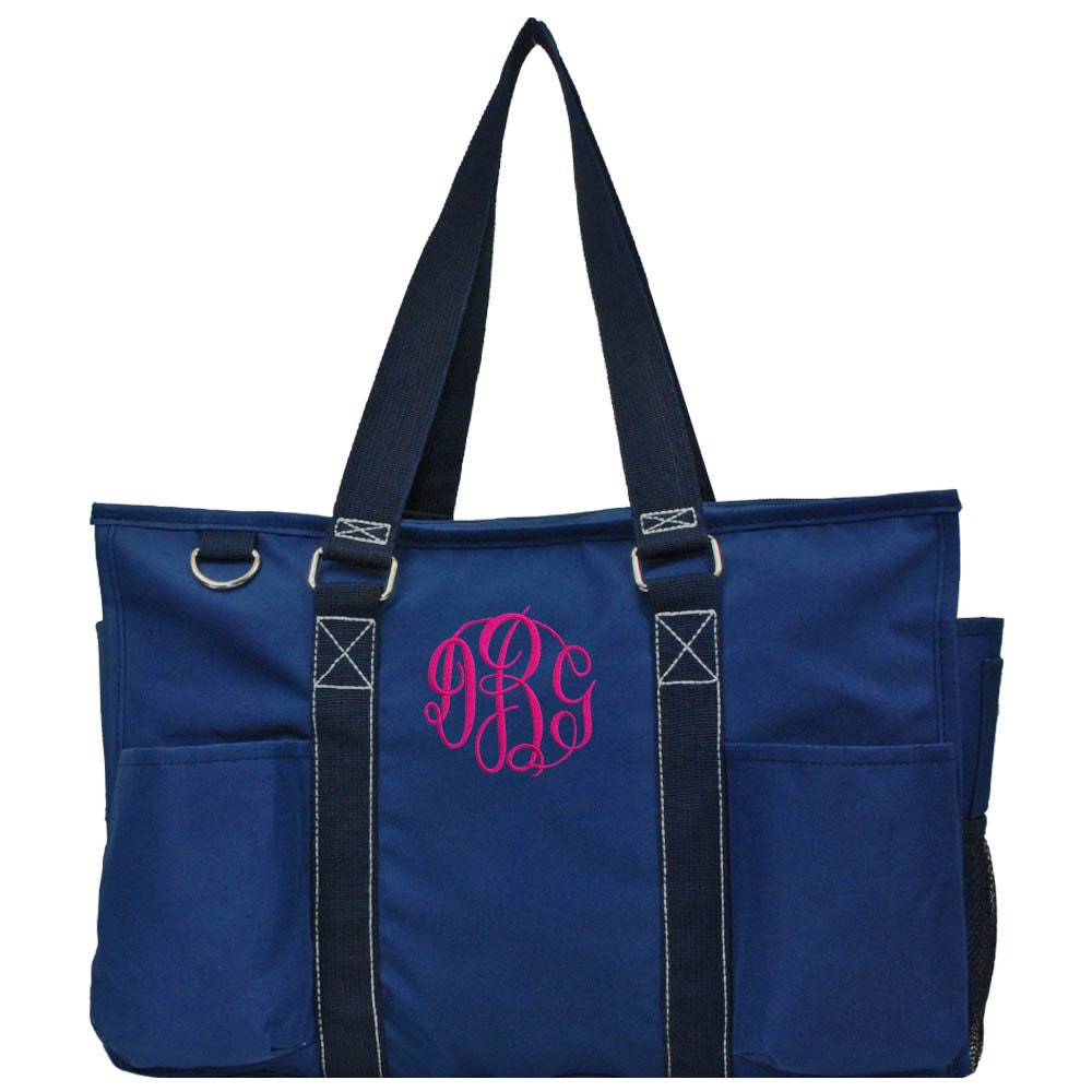 Personalized Carry All Bag | Monogrammed Utility Bag | Tote Bag | Travel Tote | Multi-pocket ...