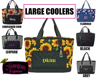 Monogrammed Cooler | Sunflower Cooler | Flamingo Cooler | Grey Cooler | Black Cooler | Sunflower Cow Cooler | Personalized Cooler