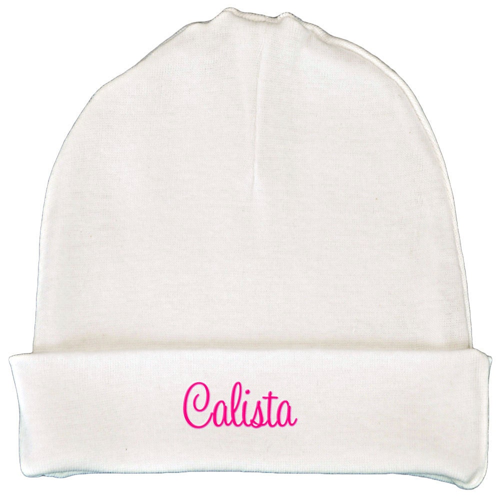 monogrammed knit baby hats