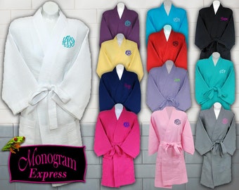 Personalized 36” Knee Length One Size Fits Most Waffle Weave Unisex Robe with Embroidered Monogram
