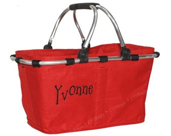 Personalized Market Tote | Monogrammed Market Tote | Red Market Tote | Gift Market Tote | Christmas Market Tote | Carry All | Car Caddy Red