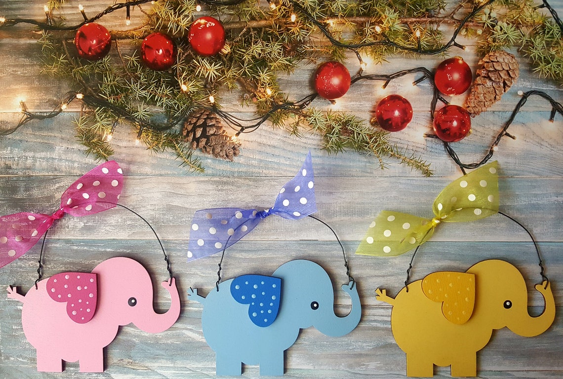 Baby Elephant Ornament Etsy