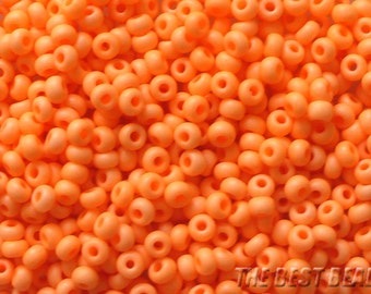 25g (1000pcs) Neon Opaque Orange Rocaille 8/0 (2.9mm) Preciosa Czech Glass Seed Beads