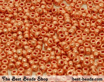 25g (1000pcs) Metallic Orange Rocaille 8/0 (2.9mm) Preciosa Czech Glass Seed Beads