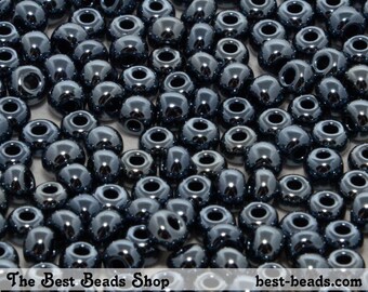 25g (300pcs) Jet Black Rocaille 5/0 (4.5mm) Preciosa Czech Glass Seed Beads