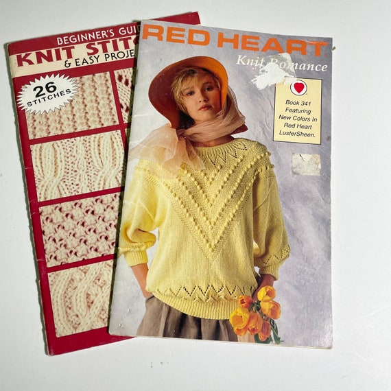 Book, Red Hart's Knit Romance and Beginner's Guide to Knit Stitches  Knitting Book