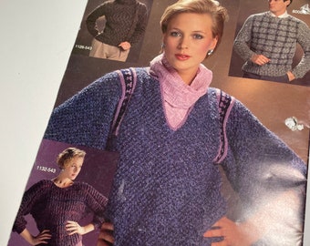 Book, Bernat Sweater Patterns, 6 Projects Handicrafter #54 Knitting Book,