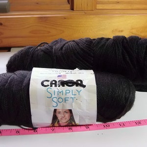 Yarn Caron Simply Soft Large Skein 4 oz, #4 Med 100% Acrylic, Black9727