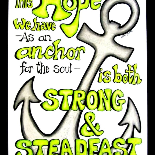 Anchor of the Soul coloring sheet, Hebrews 6:19 coloring page, scripture coloring, children's ministry, bible verse to color, printable