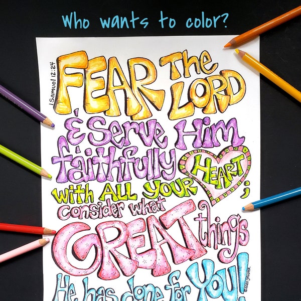 Fear The Lord  8.5x11 instant download