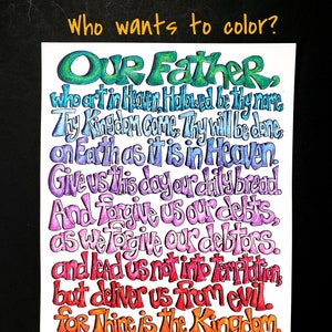 The Lord&#39;s Prayer coloring page, coloring sheet, scripture coloring, bible verse to color, matthew 6:9-13 printable, digital download