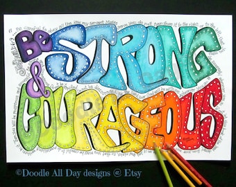 Strong & Courageous  8.5x11 instant download