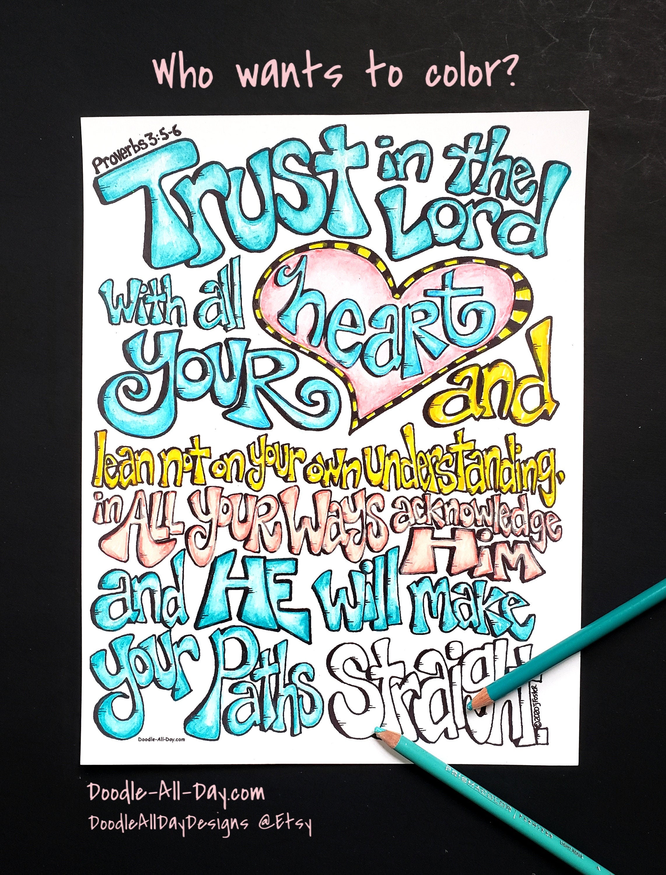 Trust In The Lord With All Your Heart Coloring Page
