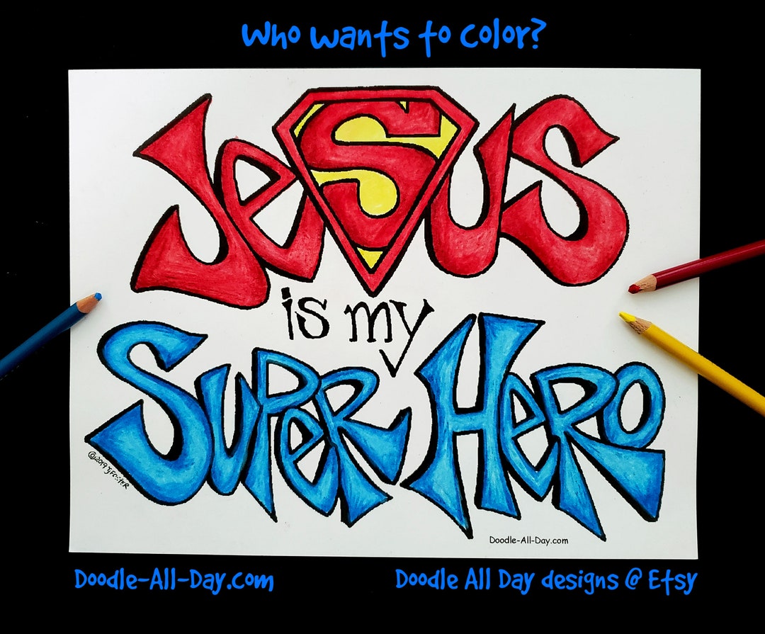 Jesus Is My Super Hero Coloring Page Coloring Sheet Digital Download Superhero Coloring Jesus Is My Super Hero Coloring Page Coloring Sheet Digital Download Superhero Coloring