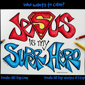 Jesus ist mein Superheld, Malseite zum Ausmalen, Malseite zum Ausmalen, Ausmalen, Ausmalen, Ausmalen, Ausmalen