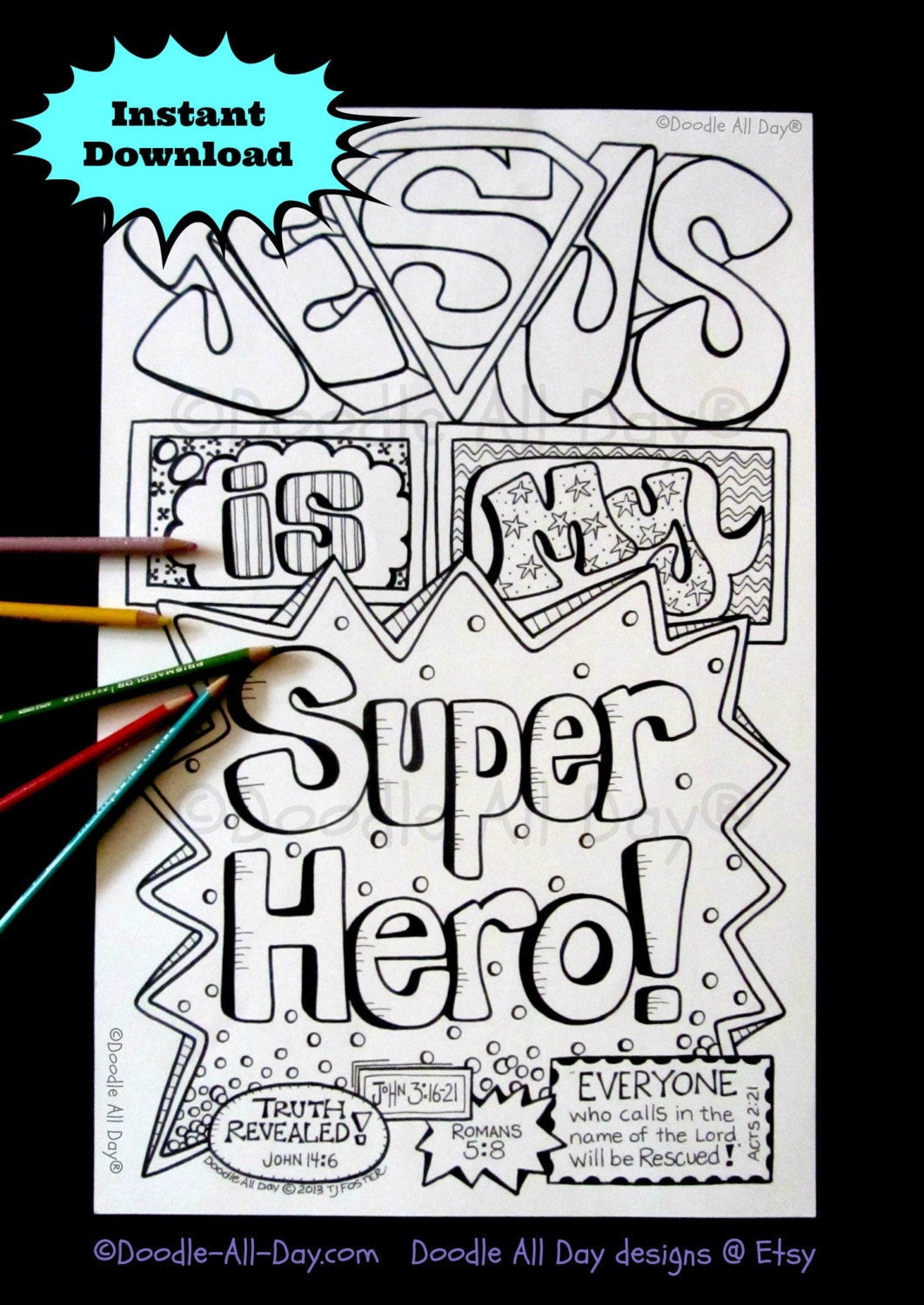 Jesus Superhero 85x11 Instant Download Etsy