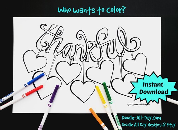 Thankful Hearts Printable - Etsy