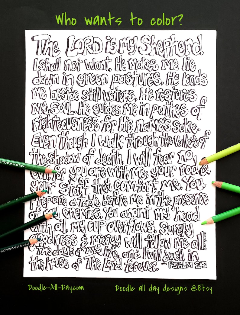 23rd Psalm Coloring Sheet, Coloring Page, Coloring Download, Psalms to ...